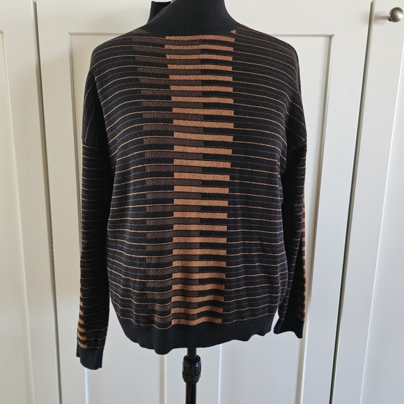 Women's Black and Brown Turtleneck Sweater - Picture 1 of 4